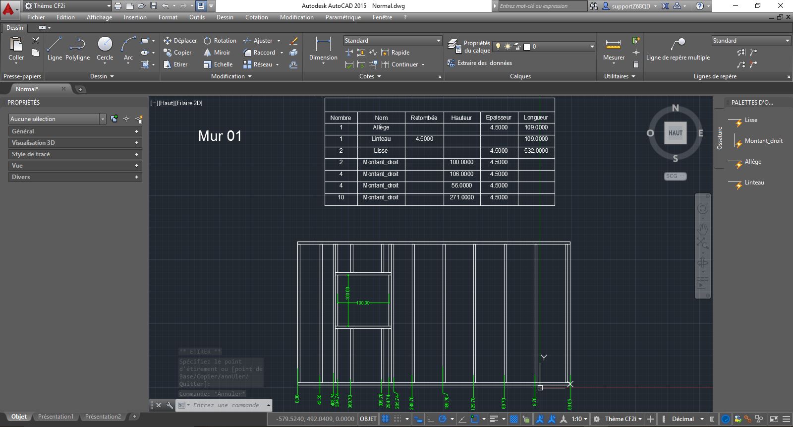 Ossature plaquette AutoCAD-CF2i